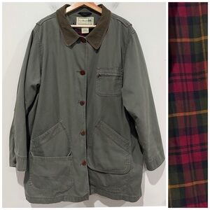 LL BEAN Vintage Adirondack Barn Coat Chore Jacket Size 3X Plaid Flannel Lined